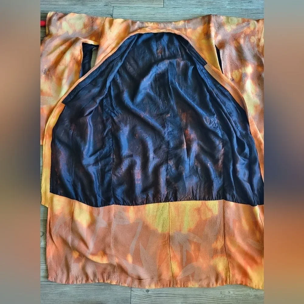 Vintage Silk Kimono – Hand-Dyed “Fire
